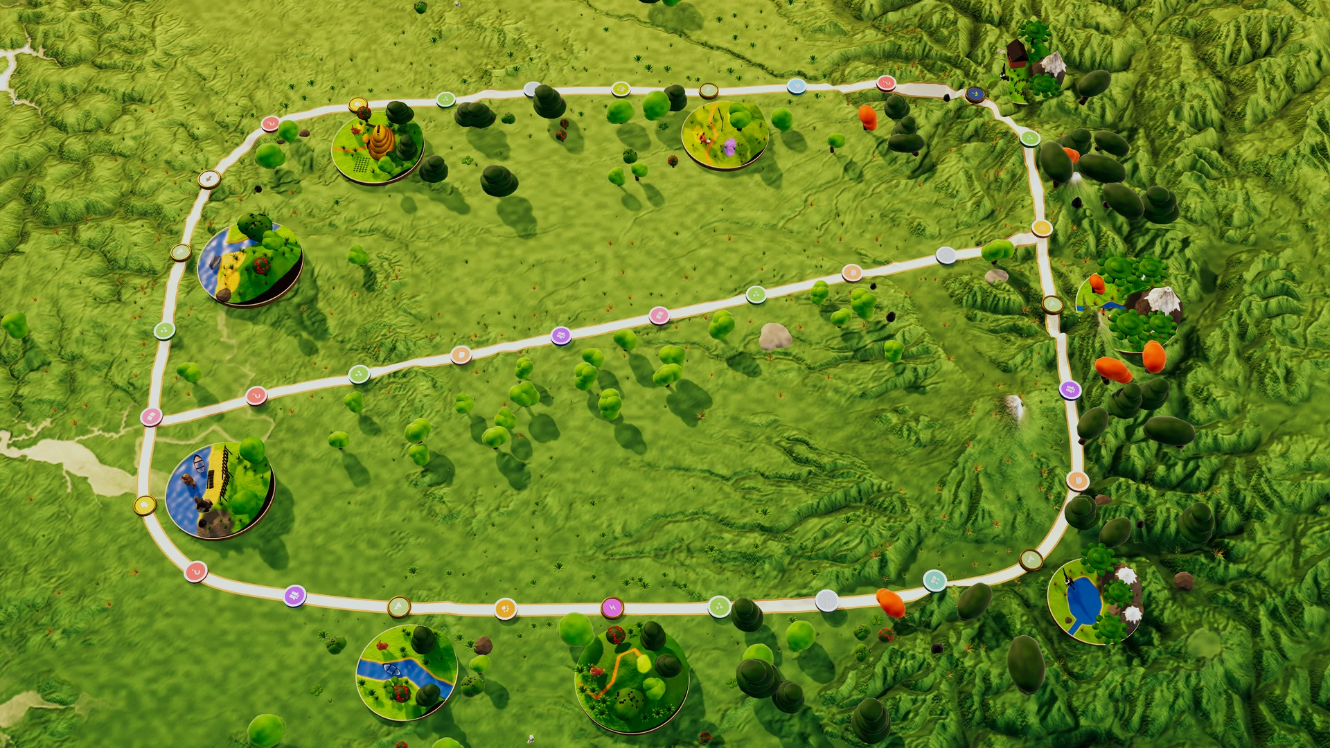 Tablero del territorio Mapuche en el juego